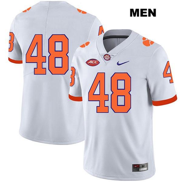 Men's Clemson Tigers #48 Will Spiers Stitched White Legend Authentic Nike No Name NCAA College Football Jersey ILZ5246PU